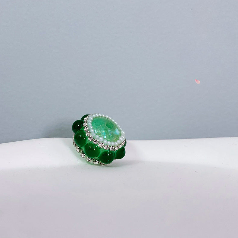 Wholesale Acrylic Cat's Eye Stone Round Bead Diamond Beads